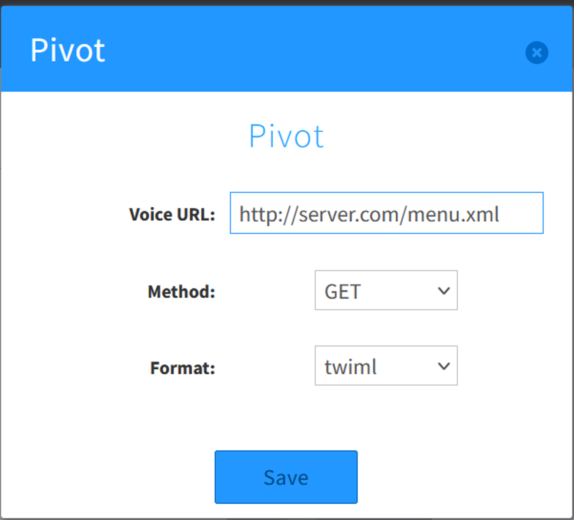 A screenshot of the Callflow web application showing a form with several fields