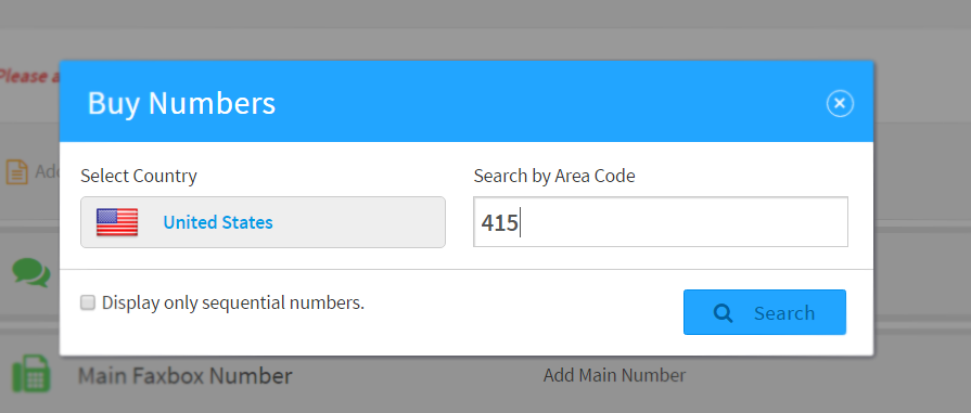 Local number area code search